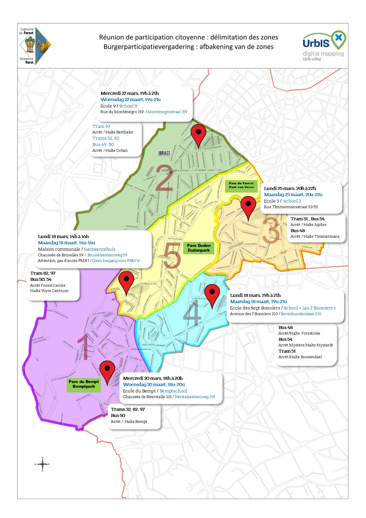 Plan rencontres citoyennes mars 2019 map burgerdialoog maart 2019